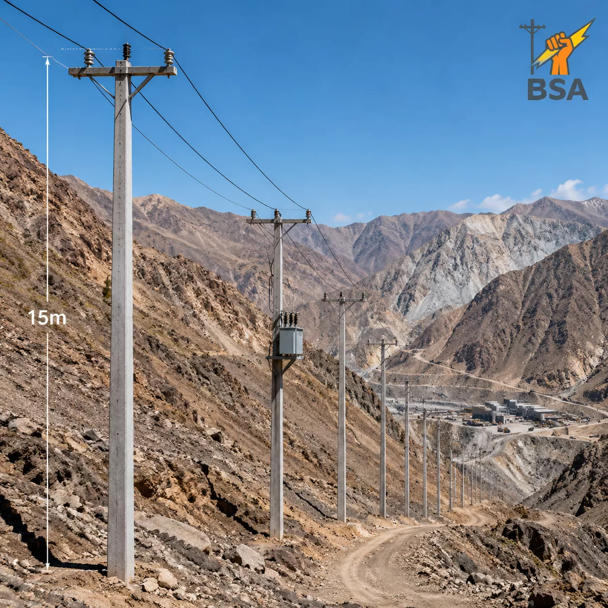 قیمت تیر برق بتنی ۱۵ متری چهارگوش کارخانه 