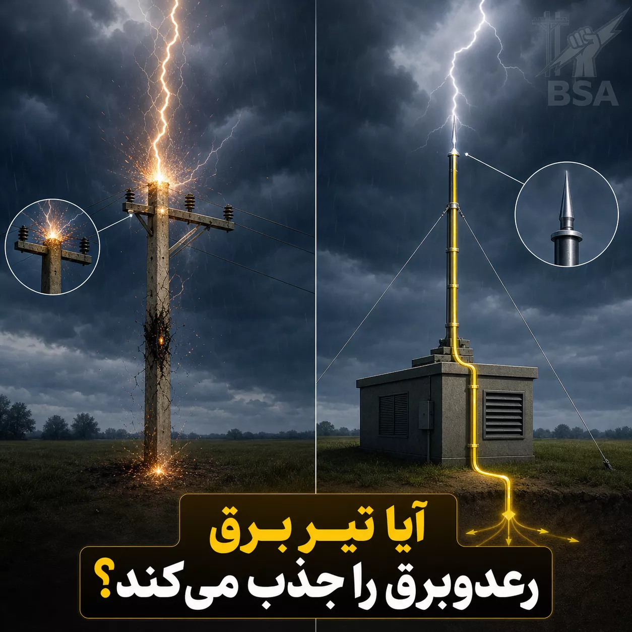 آیا تیربرق رعدوبرق را جذب می‌کند