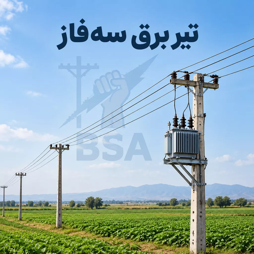 تیر برق سه فاز با ترانسفورماتور 4 سیمه